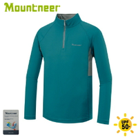 【Mountneer 山林 男 透氣排汗長袖上衣《藍綠》】51P47/排汗衣/長tee/運動衫