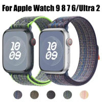 Nylon Loop Sport Strap for Apple Watch Band 49mm 45mm 44mm 42mm Bracelet for iWatch 9 8 7 6 5 SE Ultra 2 Watchband