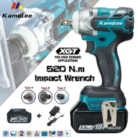 Kamolee 520N.m High Torque Brushless Electric Impact Wrench 1/2 &amp; 1/4 Inch Compatible With Makita 18V Battery [DTW285]