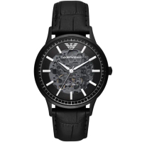 【EMPORIO ARMANI】亞曼尼 紳士鏤空機械錶-43mm 母親節 送禮 禮物(AR60042)