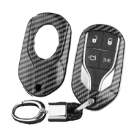Key Fob Cover Case Chain for Maserati Ghibli Levante Carbon Fiber Look Complete Protection and Enhanced Signal Strength