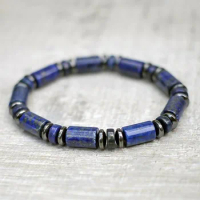 Lapis Lazuli Bracelet, Lapis Lazuli Jewelry, Blue Bead Bracelet, Lapis Lazuli and Pyrite Hematite Bracelet,