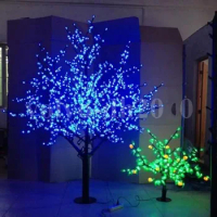 LED Artificial Cherry Blossom Trees Christmas TRee Light 2M 6.5ft 1536pcs LED Bulbs 110/220VAC Rainproof fairy garden decor