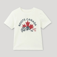 Roots小童-加拿大日系列 手繪海狸有機棉短袖T恤(白色)-2T