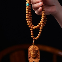 芭比檀香木觀音牌掛件度母觀音菩薩吊墜文玩佛珠項鏈飾品創意禮品