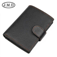 Men's Short Wallet Genuine Leather Retro Wallet Zipper Wallet Buckle Wallet New Style RFID Wallet Coin Purse
