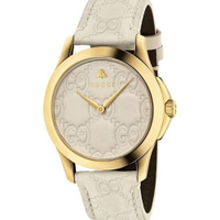 GUCCI 古馳 G-Timeless 雙G皮紋女手錶(YA126580A)小x28mm 正品 實體店面預購