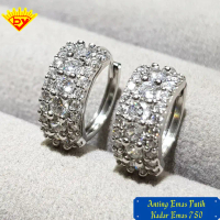 Anting Emas Putih Permata Kadar Emas 750