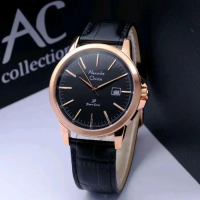 ALEXANDRE CHRISTIE AC 1008 AC1008 PRIA ROSEGOLD BLACK LEATHER ORIGINAL