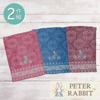 【PETER RABBIT 比得兔】比得兔 提緞精繡浴巾2件組(高質感精品)