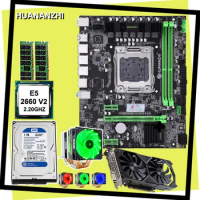 HUANANZHI M-ATX X79 motherboard CPU E5 2660 V2 with 6 heatpipes cooler RAM 16G(2*8G) DDR3 RECC 1TB SATA HDD GPU GTX1050Ti 4G