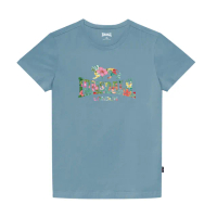 【LONSDALE 英國小獅】夏日扶桑花LOGO短袖T恤(淺藍LT002)