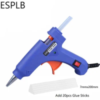 ESPLB 20W Mini Glue Gun Hot Melt Thermo Electric Heat Temperature Glue Gun with 2pcs/10pcs/20pcs 7mmx200mm Glue Sticks