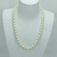Japanese Akoya 18 inch AAAA 8-9mm white pearl necklace 14K yellow gold clasp