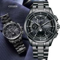 CITIZEN 星辰 GENTS 韋禮安配戴 光動能 輕量鈦金屬 月相電波對時腕錶-黑41.5mm BY1006-62E