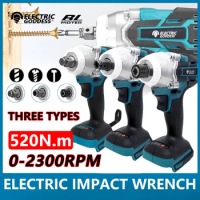 Electric Goddess DTW285 520N.m High Torque Brushless Electric Impact Wrench 1/2 &amp; 1/4 Inch Compatible For Makita 21V Battery