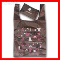 (100pcs/lot) 210D folding brown nylon reusable shopping bag