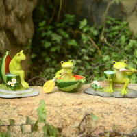 創意青蛙擺件微景觀花盆造景可愛仿真動物裝飾生日禮物桌面情人節