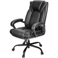 Gaming Office Chair With Ergonomic Support Tilting Function Upholstered in Bonded Leather Black Computer Armchair Game Special