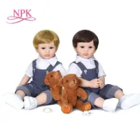 55 Cm Asli NPK Full Body Silikon BEBE Boneka Reborn Balita Boneka Laki-laki Dua Warna Rambut Mandi Mainan Fleksibel Lembut sentuh
