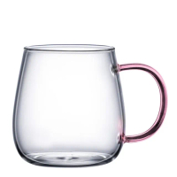 【精準科技】琉璃玻璃杯450ml 粉 帶把玻璃杯 咖啡杯 耐熱玻璃杯/2入組(MIT-PG450P 工仔人)