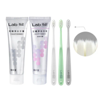 【Lab52 齒妍堂】淨白美齒刷牙組(藍礦淨白牙膏110gX2入+雲朵護齦牙刷3入組)