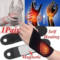 1Pair Tourmaline Self-Heating Far Infrared Magnetic Therapy Pads Sport Protection Wristband Arthriti Pain Relief Health Care Gym