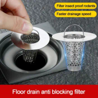 Anti Clog Sink Strainer With Handle Stainless Steel Drain Filter Black Floor Drain Mesh Trap Kitchen Bathroom Accessories