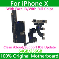 Not refurbished Support Update For iPhone X With face ID motherboard unlocked Original Logic board Free iCloud x mainboard 256G