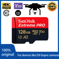 SanDisk Extreme Pro Card 128GB 512GB 256GB Micro SD Card SDXC UHS-I 1T U3 V30 TF Flash Cards Memory Card Adapter for Camera DJI