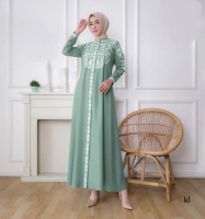 gamis katun toyobo bordir /gamis terlaris /gamis busui frendly /gamis terbaru / gamis polos cod Musl
