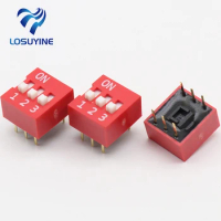 10PCS/Lot DIP Switch 3 Way 2.54mm Toggle Switch Red Snap Switch Wholesale Electronic