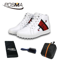 高爾夫球鞋 女士高幫內增高鞋女鞋 防水鞋子 軟超纖材質 GSH120 白 配POSMA鞋包 2合1清潔刷 毛巾