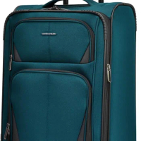 U.S. Traveler Aviron Bay Expandable Softside Luggage with Spinner Wheels, Teal, Rolling Luggage Carry-on 22-Inch