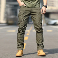 Men's Clothing Waterproof Man Pants Tactical Pants Spring Cargo Pants Solid Fashion Slim Fit Work Wear Outdoor Training Trousers