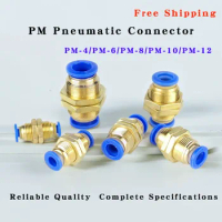 50/100/500/1000 Pcs PM Pneumatic Connector Air Fitting Plumbing PM- 4/6/8/10/12mm OD Hose Plastic Push In Gas Quick Connector