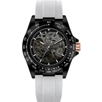 【RICHARD RICH】愛時 RR 海軍上將系列 海軍白縷空錶盤自動機械氟矽膠腕錶(雙面鏤空機械錶)