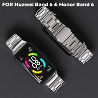 SinHGeY Metal Strap for Huawei Band 6 Honor Band 6 Metal Strap Stainless Steel Bracelet Replacement Wristband New