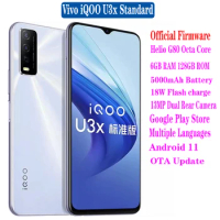 Vivo iQOO U3x Standard Version Cell phone Android 11 4GB 6GB RAM 128GB ROM 5000mAh 18W 6.51" 13MP Carema Helio G80 Google Play