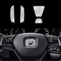 For Honda Civic Accord CRV Odyssey City 7 Sparkly Pilot Crosstour Vezel Steering Wheel Emblem Diamond Logo Caps Car Accessories