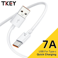 Tkey 7A Quick Charger Data Cord 100W USB C Mobile Phone Fast Charging Cable For Huawei Mate 40 50 Xiaomi 11 10 Pro Type C Cable
