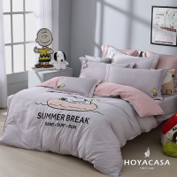 【HOYACASA 】x史努比聯名系列-單人60支抗菌天絲臻棉兩用被床包四件組-甜甜熱浪