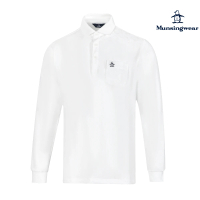 Munsingwear 企鵝牌 男款白色吸汗速乾企鵝提花布長袖POLO衫 MGUJ2S80
