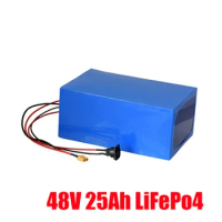 48 volt deep cycle rechargeable lifepo4 48v 25ah lithium battery pack for ebike + 5A charger