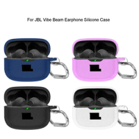Soft Silicone Protective Cover Shell Anti-fall Earphone Case for JBL Vibe Beam Earbuds with Carabiner