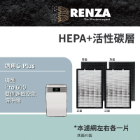 【RENZA】適用G-Plus GPlus 拓勤 Pro 600 雙側進風空氣清淨機(2合1HEPA+活性碳濾網 濾芯 左右進風2片裝)