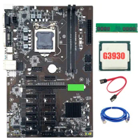 B250 BTC Mining Motherboard 12 PCI-E16X Graph Card LGA 1151 SATA3.0 Support VGA with DDR4 4GB 2666Mhz RAM