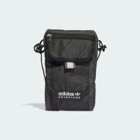 【adidas 愛迪達】側背包 斜背包 小包 運動包 手機包 三葉草 FLAP BAG S 灰黑 IB9366