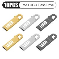 10Pcs/Lot USB Flash Drive 64GB Pen Drive 2GB 4G 8G Metal Pen Drive Usb Stick 32G Memory Stick Free Custom Logo Gift Memorias Usb