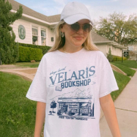 Velaris Book Store T Shirt ACOTAR Night Court Shirt Bookish Print Graphic tShirt Unisex Summer Crop Top Tee Y2K Book Lover Tee G